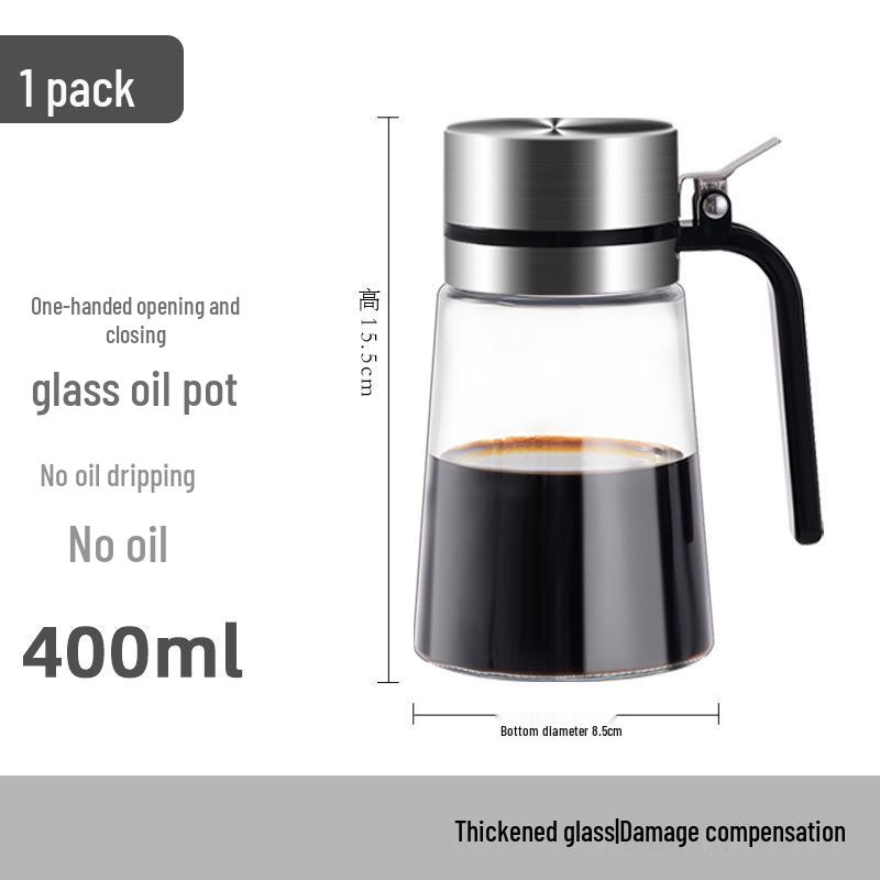304 Stainless Steel Borosilicate Glass Leak-Proof Oil and Vinegar Bottle - Non-Stick, Ideal for Kitchen Use