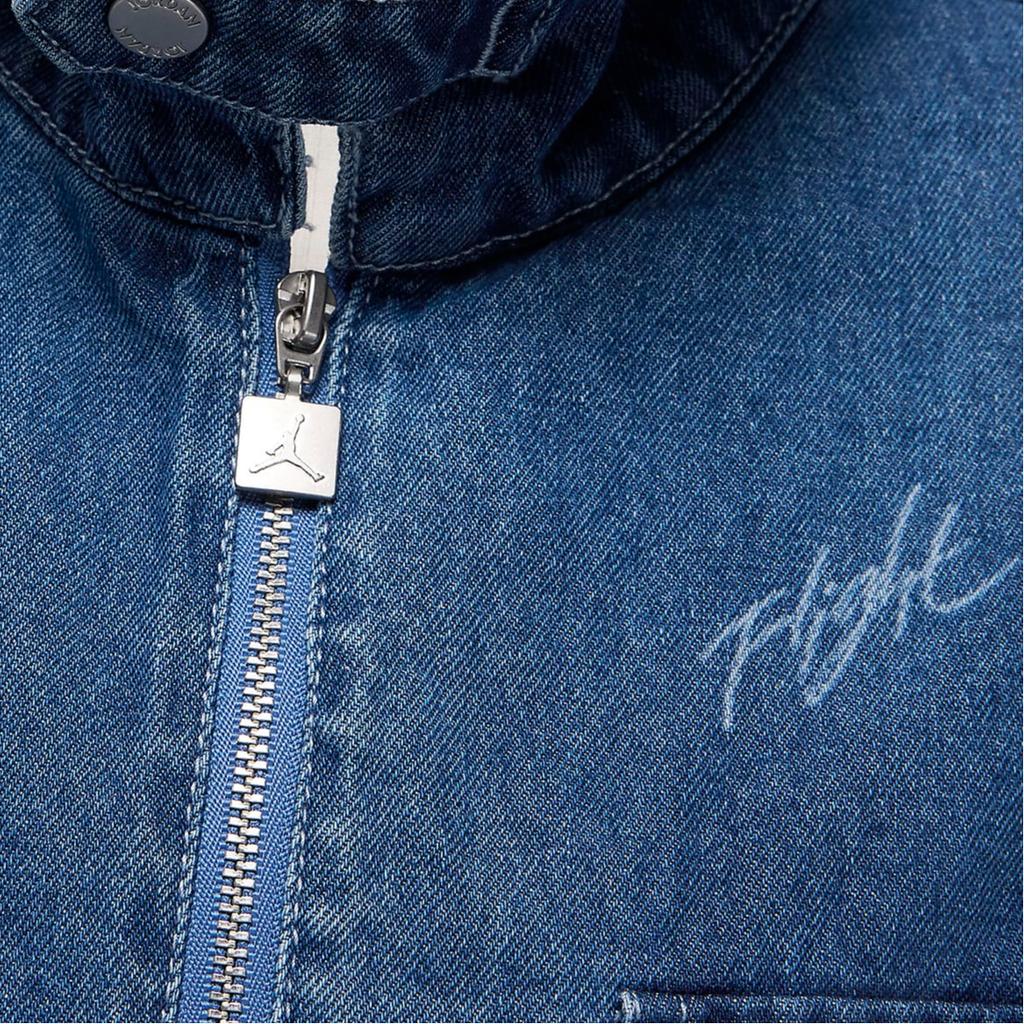 Jordan SS24 Flight Series Renegade Full Print Turn-down Collar Casual Zip Denim Jacket Women Jacket Stone-Blue FN5354-453