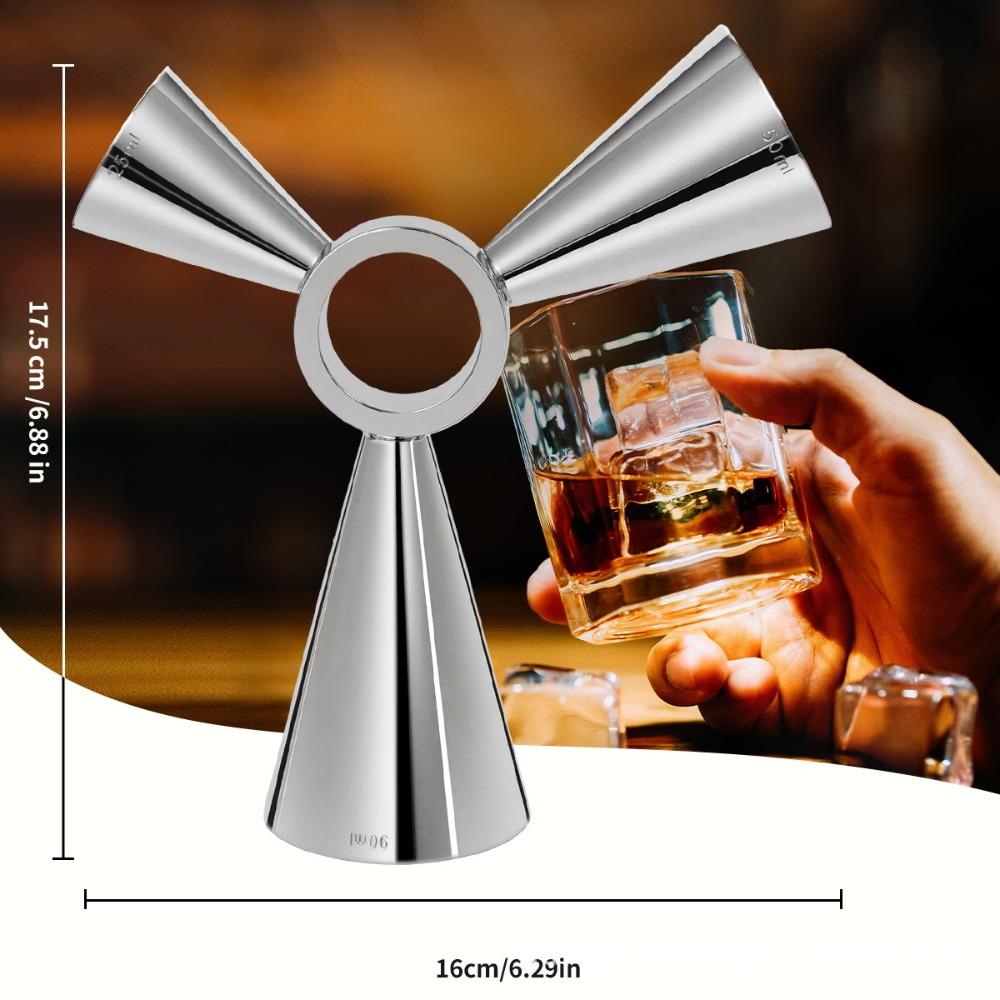 Stainless Steel 3-Ended Measuring Cup Multi-Capacity Drink Spirit Jigger  Parties