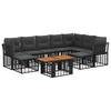 Garden Sofa Set 10 Pieces Black and Dark Grey Poly Rattan