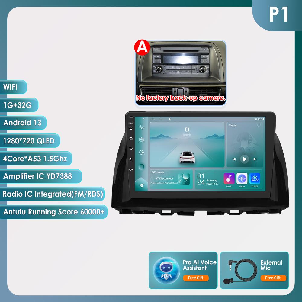 

Ossuret Для Mazda CX5 CX-5 CX 5 2012 - 2015 Автомагнитола Мультимедийный Видеоплеер Навигация Android 13 2 Din Carplay 4G-LTE RDS Интеллектуальный DVR DAB P1 A 4Core 1G 32G AI