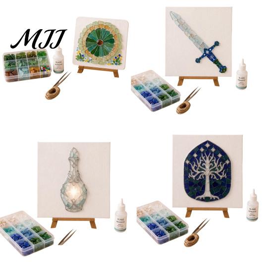 Creative Leisure Time Supplies DIY Mosaic Art Kit, Fantasy Circular Door Tile Craft Thoughtful Holiday Gift Sets Sea Glass Kit for Adults Beginners,