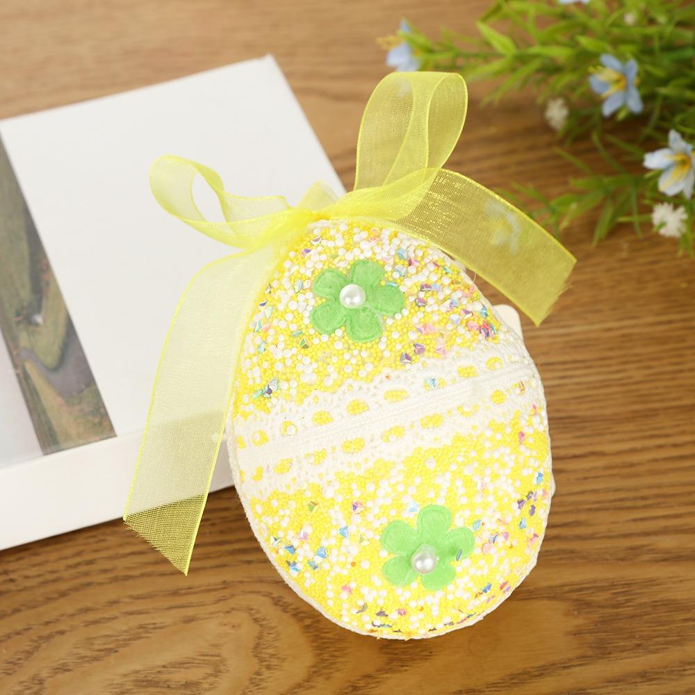 1PC Colorful Easter Eggs Mini Multi-pattern Bunny Eggs Hanging Ornament Foam DIY Craft Colorful Eggs Decoration for Easter Decor жёлтый