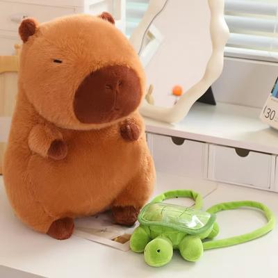 Capybara Plush Toy Stuffed Animals Capybara with Bee Turtle Oysters Backpack Soft Doll Kids Toys Birthday Christmas Gift