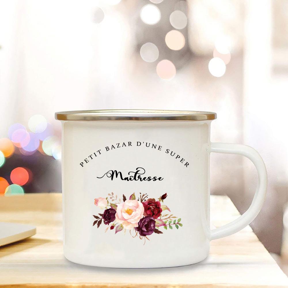 Little Mess of A Super Mistress France Enamel Mug Beautiful Premium Quality Gift Juice Tea Coffee Cup Gifts for Teacher