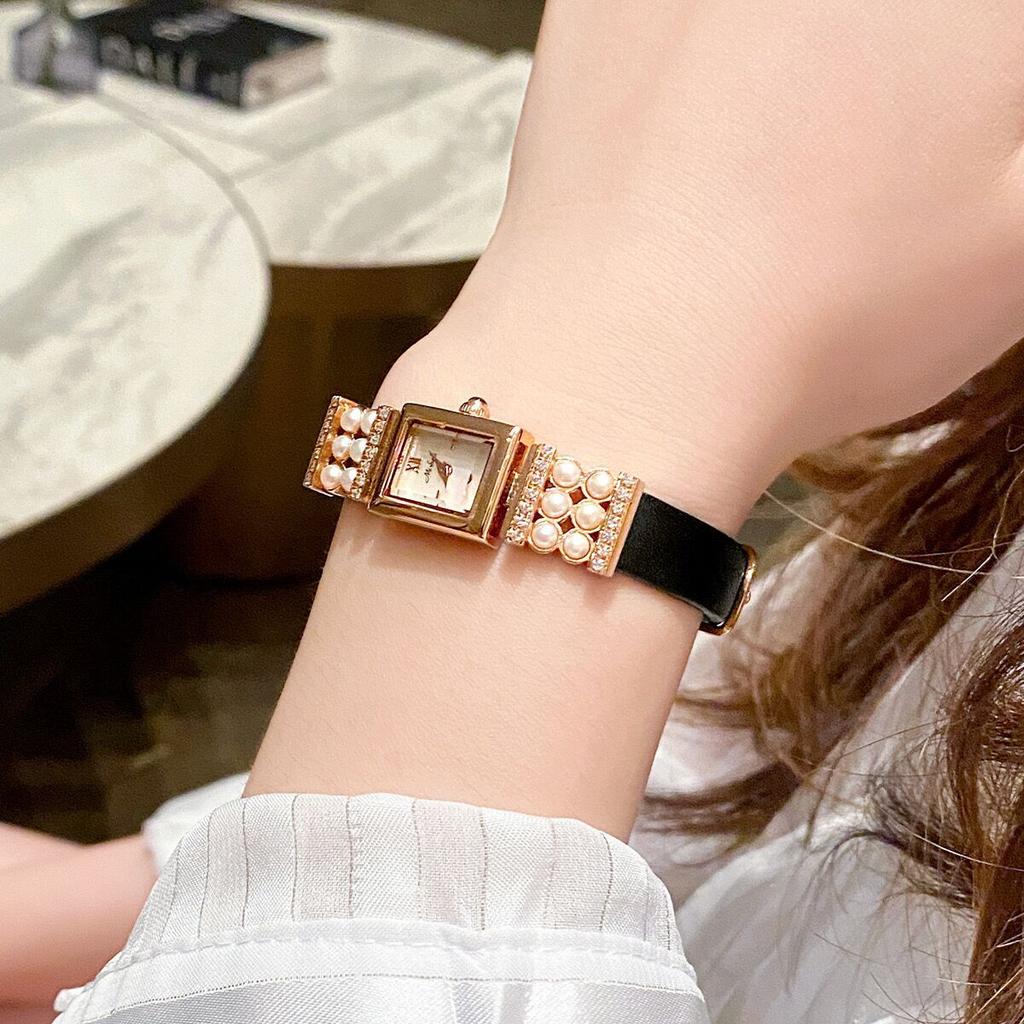 Watch Women'S Freshwater Pearl Fritillary Retro Small Square Watch Women'S Watch Square Belt Small Watch