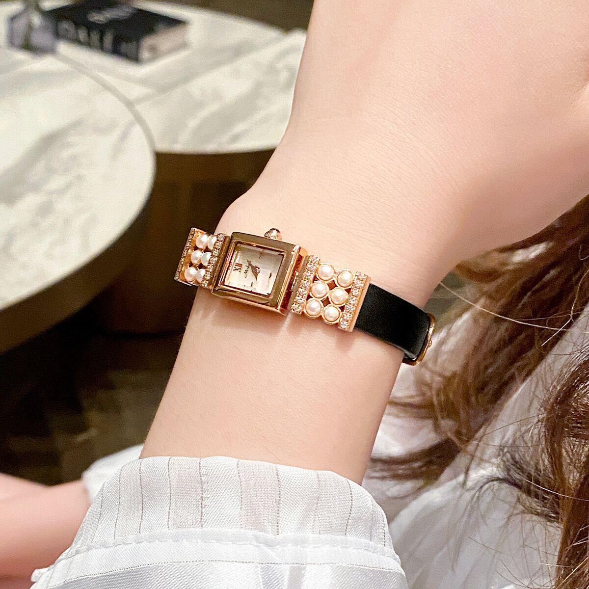 Watch Women S Freshwater Pearl Fritillary Retro Small Square Watch Women S Watch Square Belt Small Watch