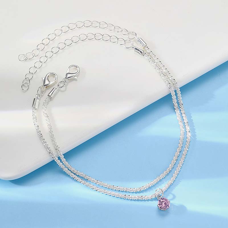 2Pcs Gold Color Colorful Zircon Bracelets Set for Women Personality Fashion  Rhinestone Pendant Bracelet Popcorn Chain Adjustable Wedding Jewelry Gift