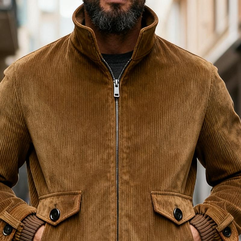 Streetwear Men's Casual Jacket Coat Autumn Winter Vintage Lapel Cardigan Tops Men Corduroy Fashion Solid Color Jackets