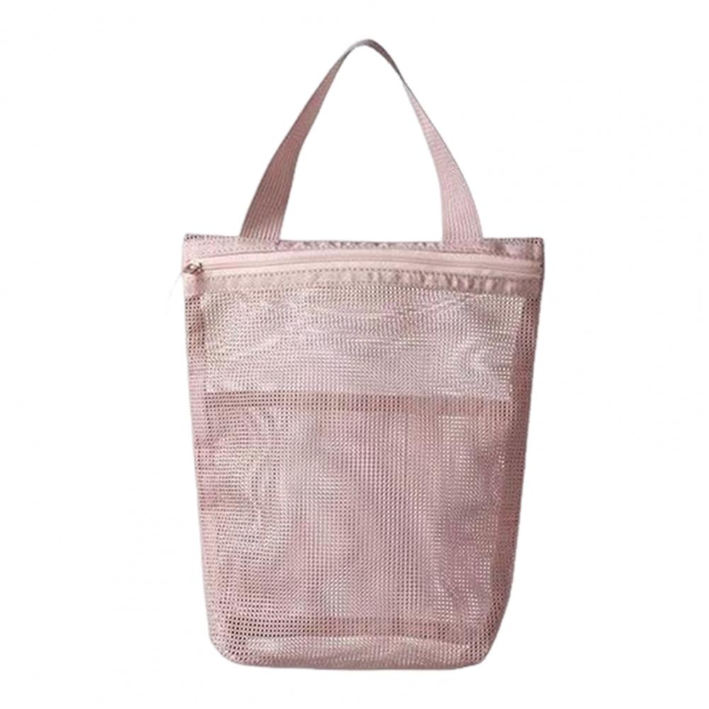 Mesh Drain Toiletry Pouch Travel Toiletry Bag Capacity Mesh Cosmetic Bag with Zipper Closure Handle for Beach Shower Toilet