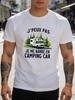 Men'S Casual Round Neck Short Sleeve, Creative Fashion Fun Letter J'PEUX PAS JE ME BARRE EN CAMPING