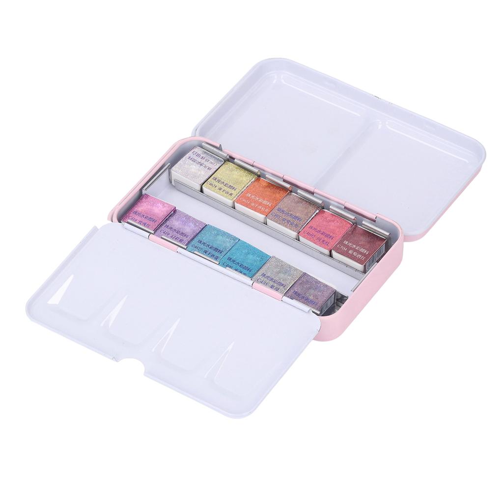 Artist Watercolor Paints Pearlescent 12 Colors High Saturation Watercolor Paints Set with Storage