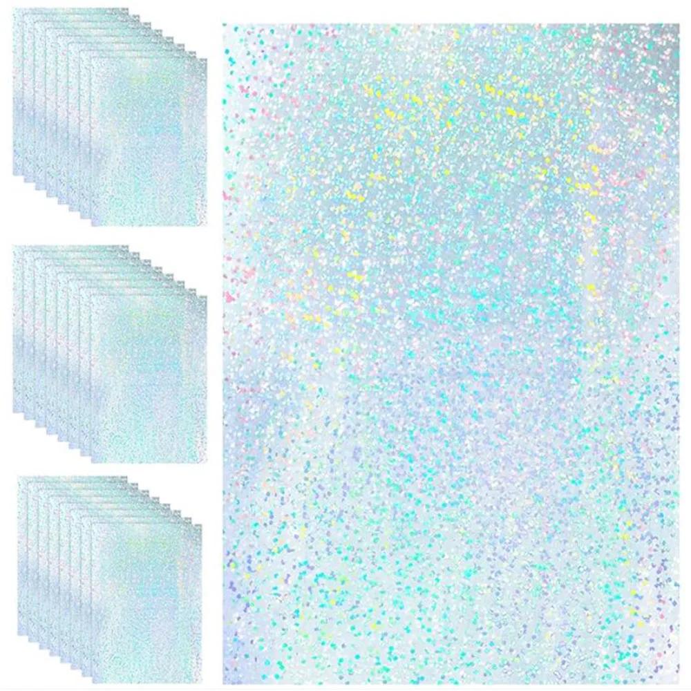 

Holographic Glitter Laser Self Adhesive Waterproof Vinyl Stickers A4 Size Overlay Photos Windows Laptops Decorations 10pcs Sets