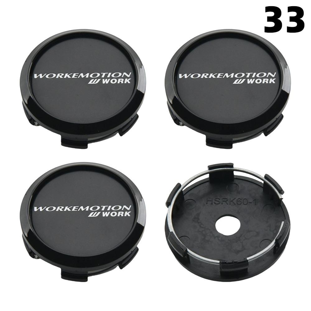 4PCS OD 60MM / ID 56MM Cap For Rims WORK EMOTION EQUIP MEISTER VS Emblem Wheel Center Cap Sport Car Logo Wheel Cover Hub Caps