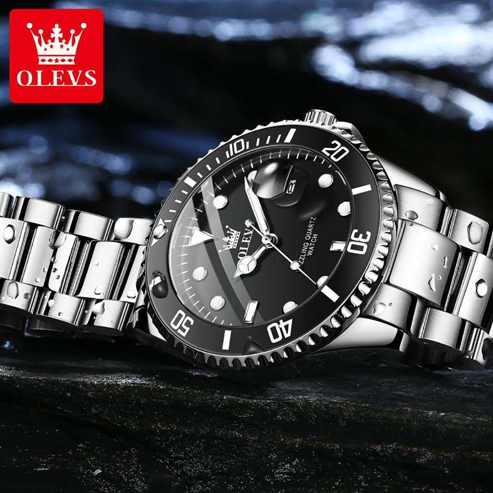OLEVS 5885 Herrenuhr Luxus Top-Marke Einseitig drehbarer äußerer Ring Design Quarz Uhr für Männer Automatisches Datum Wasserdicht Armbanduhren