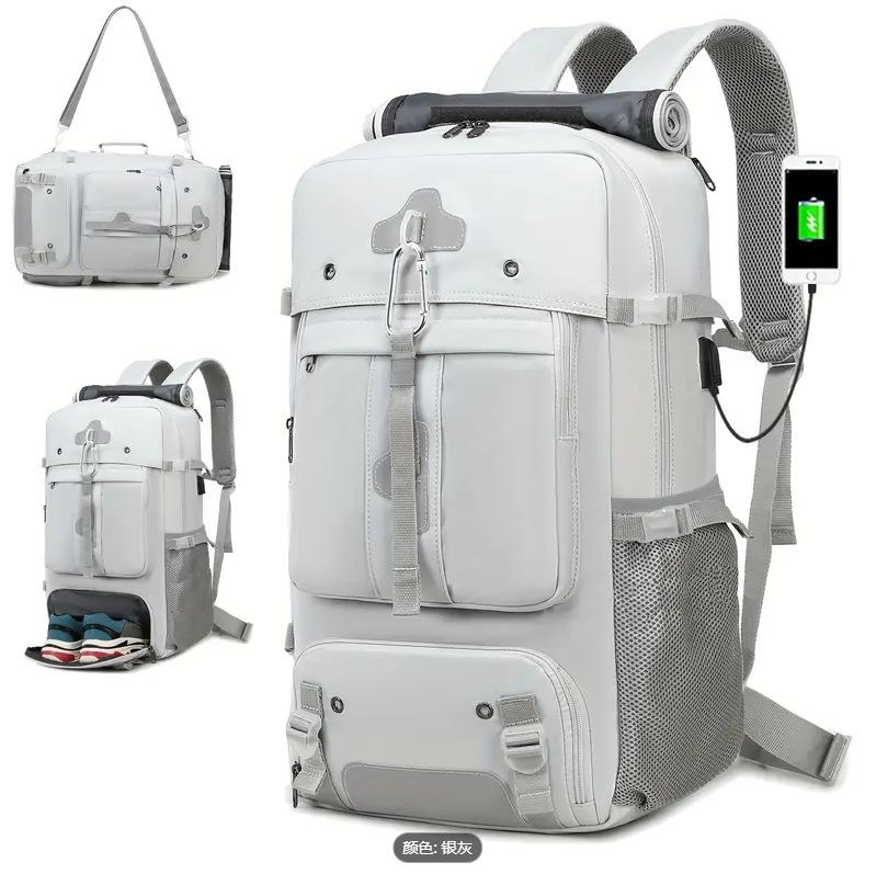 80L Extra Grote Capaciteit Reizen Rugzak voor Mannen Uitbreidbare Buiten Bagage Tas voor Luchtreizen Waterdicht grijze kleur