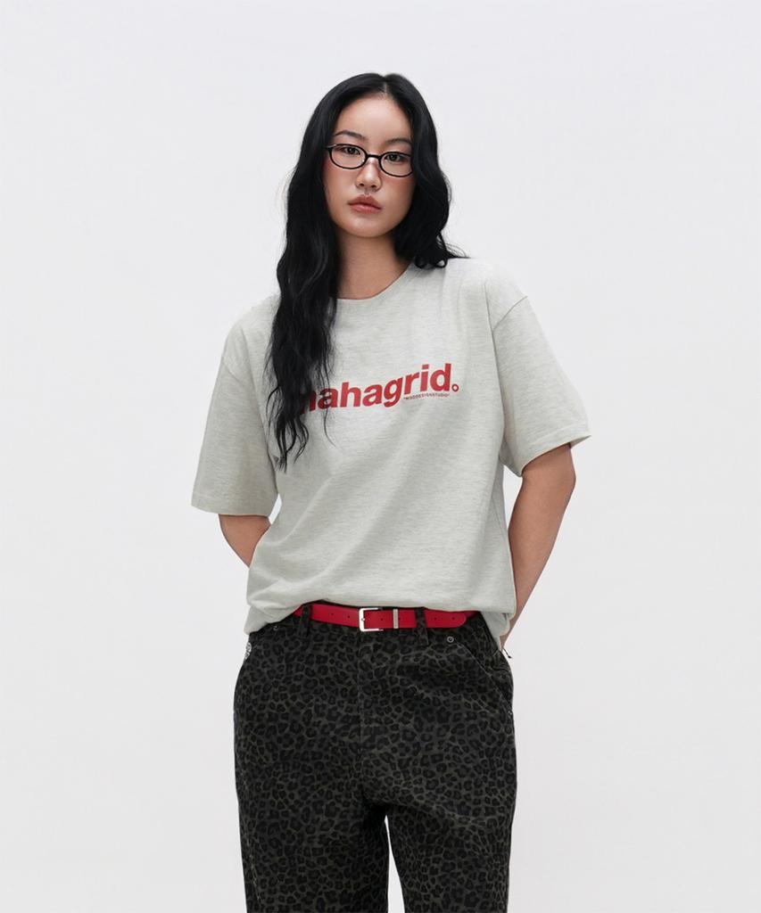 MAHAGRID Basic Logo Tee Light Oatmeal(Mg2Cmmt502A)