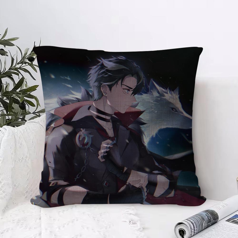 Genshin Impact Wriothesley Cushion Cover Eco Linen Pillow Case DoubleSided Print Breathable Durable Zipper Home Decor Gift