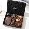 New Luxury Men's Accessory Set Watch Belt Wallet Pen Keychain Bracelet Cufflinks Sunglasses Gift Box for Dad Husband Boyfriend