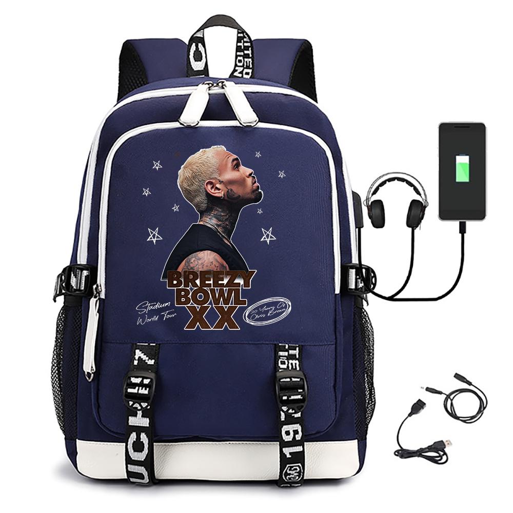 

Крис Браун Breezy Bowl XX Тур Рюкзаки Рюкзаки для Подростков Рюкзаки для Спорта на Открытом Воздухе Школьная Сумка 15.6inch