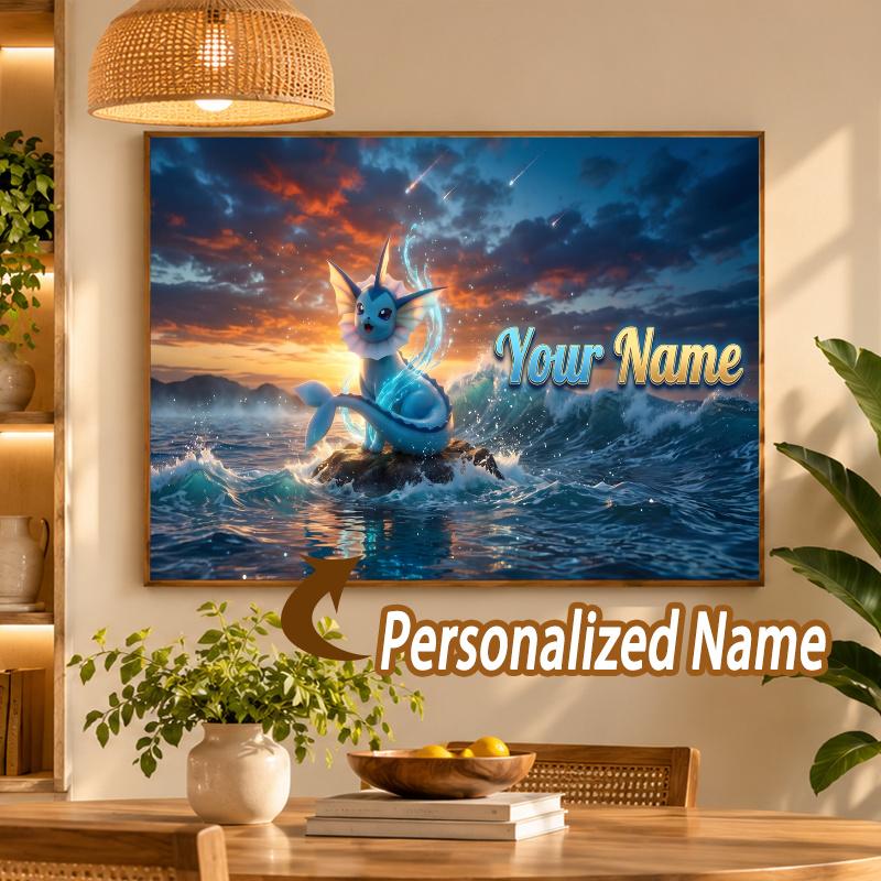 Vaporeon Custom Name Diamond Painting Personalized 5D Full Drill DIY Diamond Art Home Decor