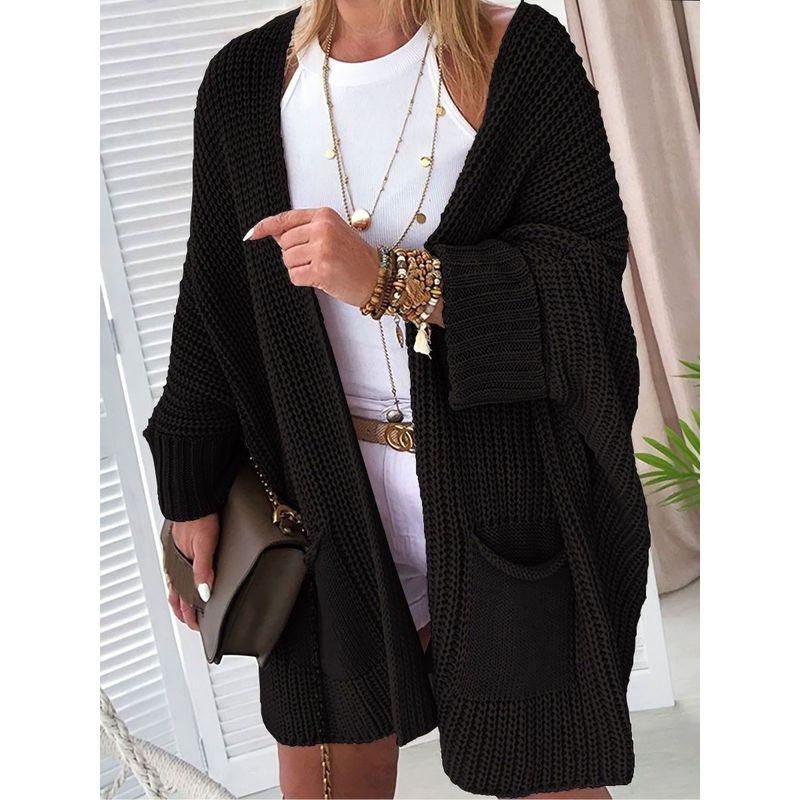 Autumn knit Sweater Women Cardigan Commuter Style Loose Mid-Length Outerwear Plus size Leisure Top