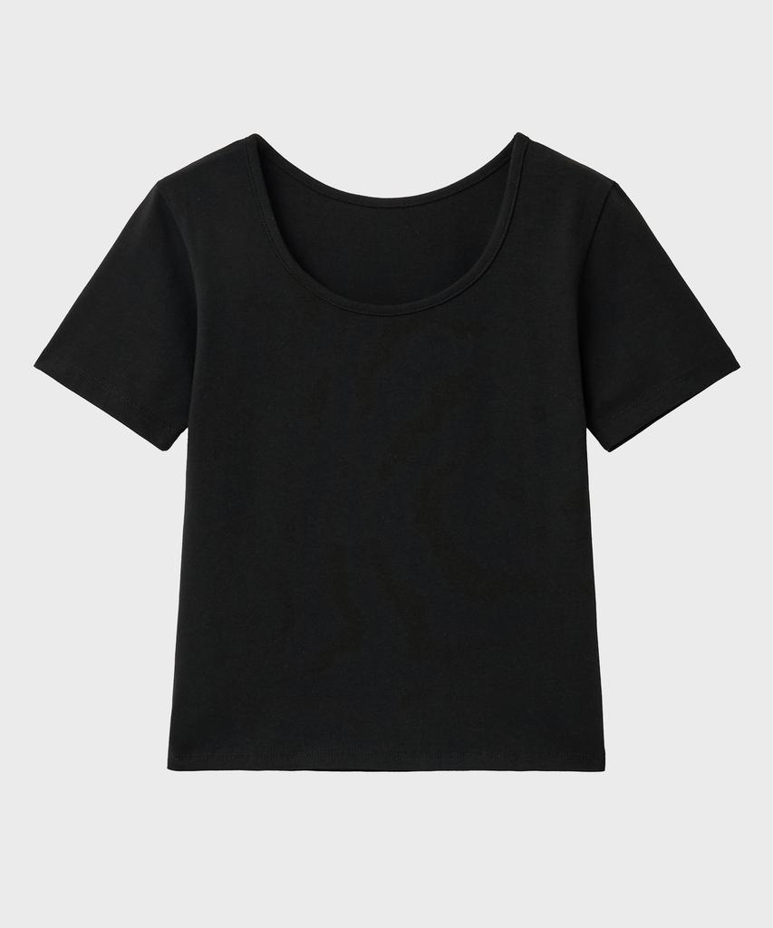 NOIRER FOR WOMAN U-Neck Two-Way T-Shirt (Black)