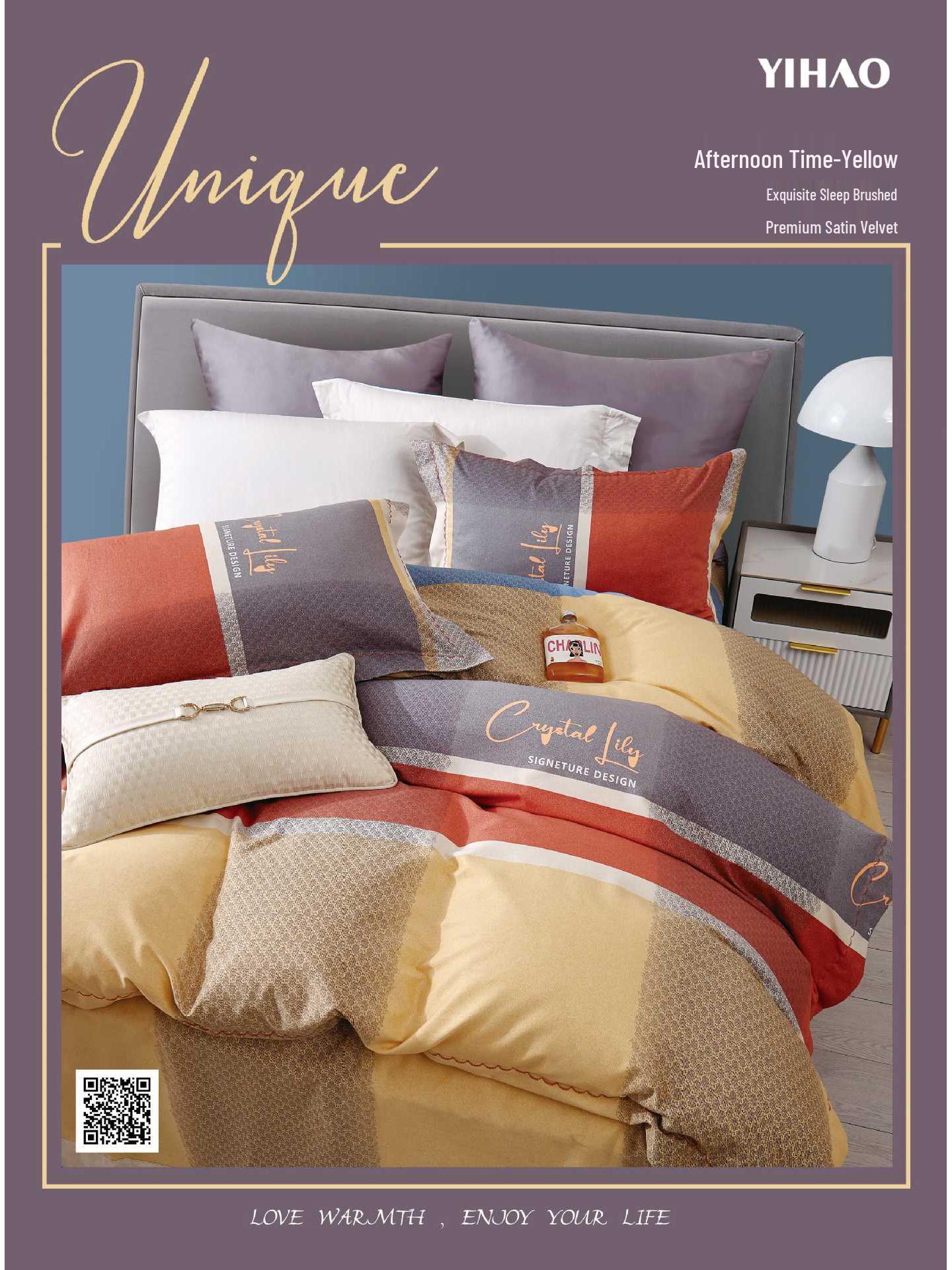 

Комплект постільної білизни з чистої бавовни з начісуванням з принтом - Чотири предмети Full Process Thickened Brushed Cotton