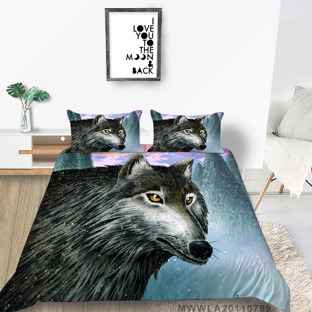 Duvet Cover Set with Pillowcase Wolf Painting Luxury Home Bed Clothes Unique Design Cool Bedding Cover Suit Fashionable