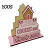 Festive Home Accents Wooden Christmas Napkin Holder, Rustic Farmhouse Tissue Dispenser, Pink Merry Hand Painted Wood Decor Cocktail Holder for Dining