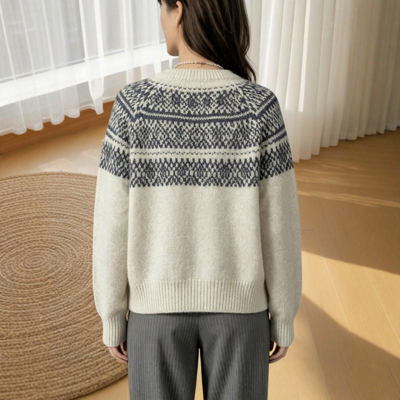 Womens Oversized Knit Cardigan 2026 Fall Loose Fit Alpaca Blend Sweater With Geometric