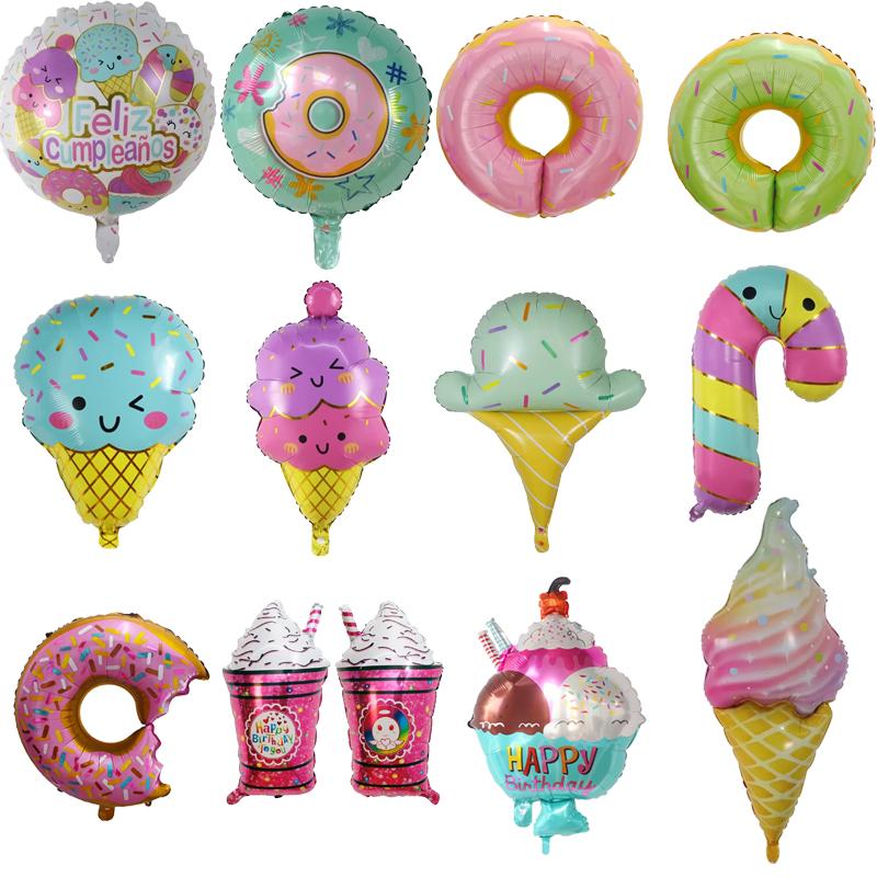 Donut Eiscreme Aluminiumfolienballon Sommer Dessert Ballon Geburtstagsparty Restaurant Dekoration Ballon