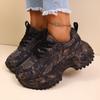 Fashion Fashion Rhinestone Chunky Sneakers Women Blue Denim Thick Sole Lace Up Sports Shoes Woman Plus Size Non Slip Platform Sneakers
