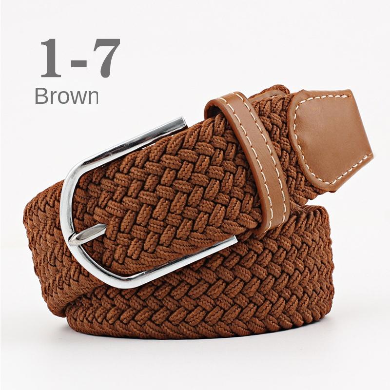 Women Casual Knitted Pin Buckle Without Holes Men Belt Woven Canvas Elastic Expandable Braided Stretch Belts for Female Jeans