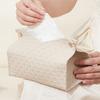 Portable Tissue Bag PU Leather Fashion Color Matching Coffee House Desktop Napkin Box, Solid Color Simple Tissue Bag