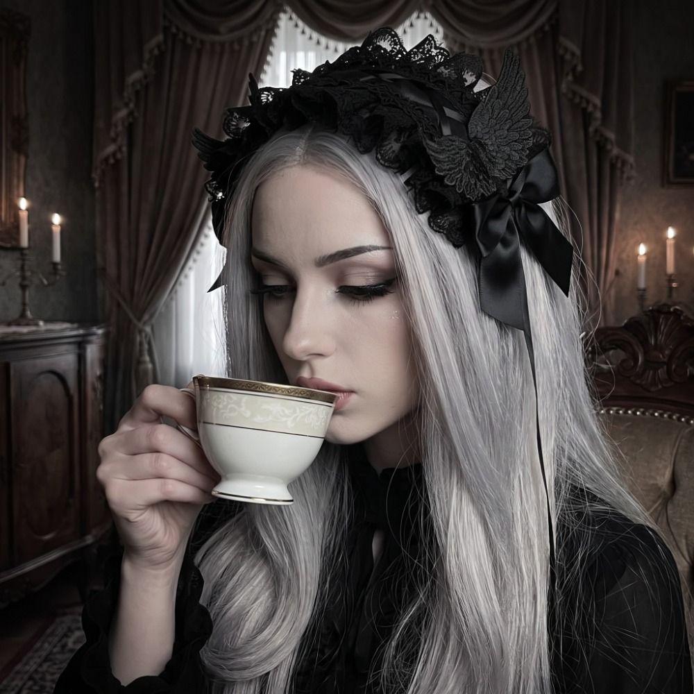 Spicy Girl Lolita Wings Lace Headband Rivet Ruffled Hairband Sweet Cosplay Headdress  Cosplay