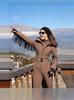 2025 Autumn/Winter Women's Tassel Hooded Ski Cotton Jacket with Belt