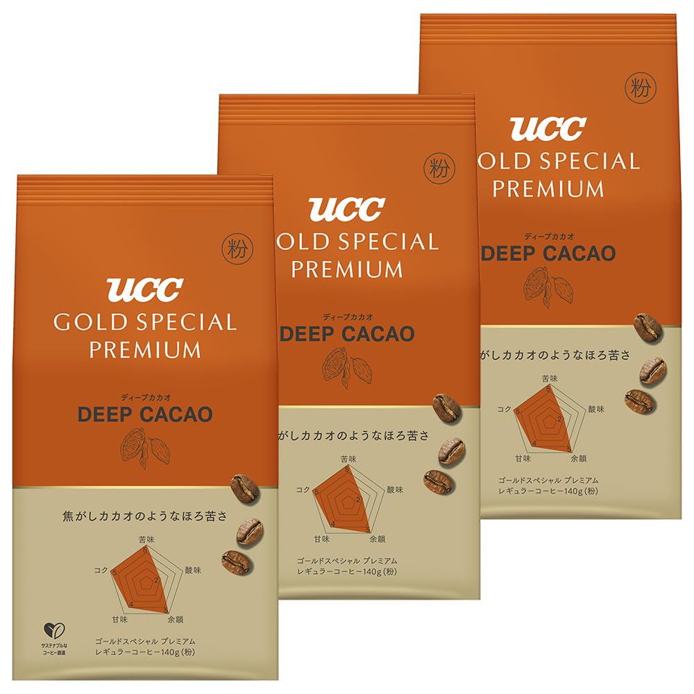 

GOLD SPECIAL PREMIUM Deep Cacao 420g x 140g Powder, (3 bags) [Ground Coffee]