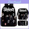 Conjunto Slipknot 3 peças Mochila Bolsa Transversal Estojo Tecido Oxford Para Essenciais Escolares
