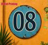 Vintage Number  Distressed Blue D Flat Round Metal Sign  Retro Industrial Wall Decor for Home Garage