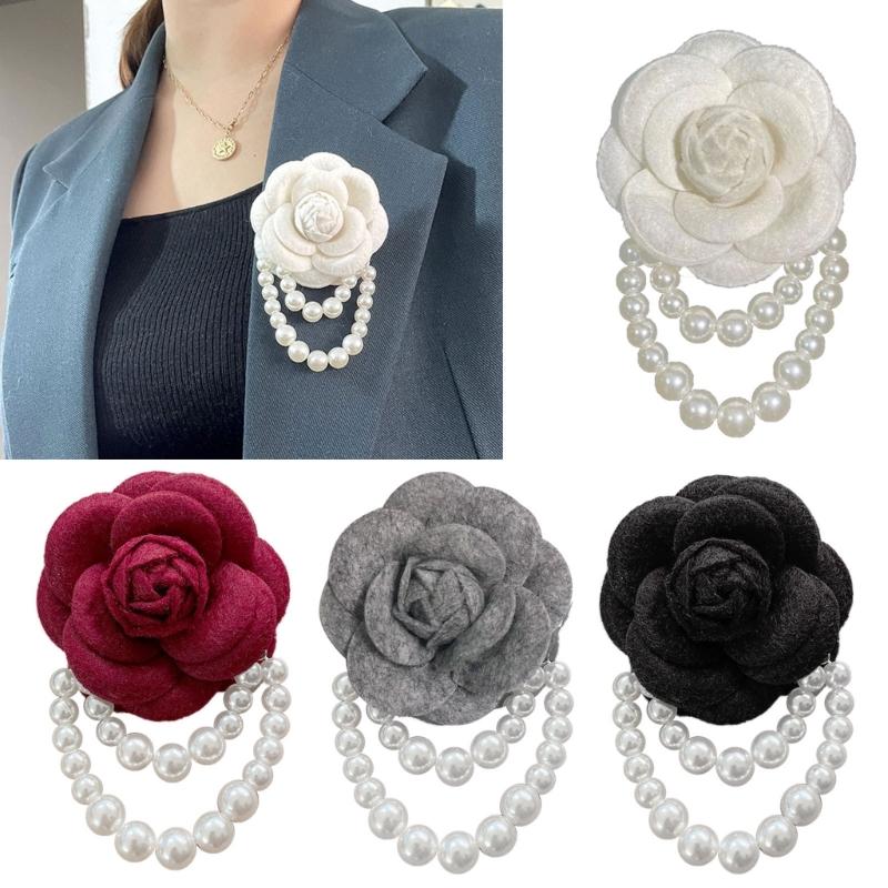 Luxury Brooches for Woman Scarves Buckle Pin Cloth Art Fabric Flower Pearl Brooch Fashion Clothing Jewelry Accessories