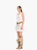 Korean Style Irregular Ribbon Layered V-Neck White Camisole Dress