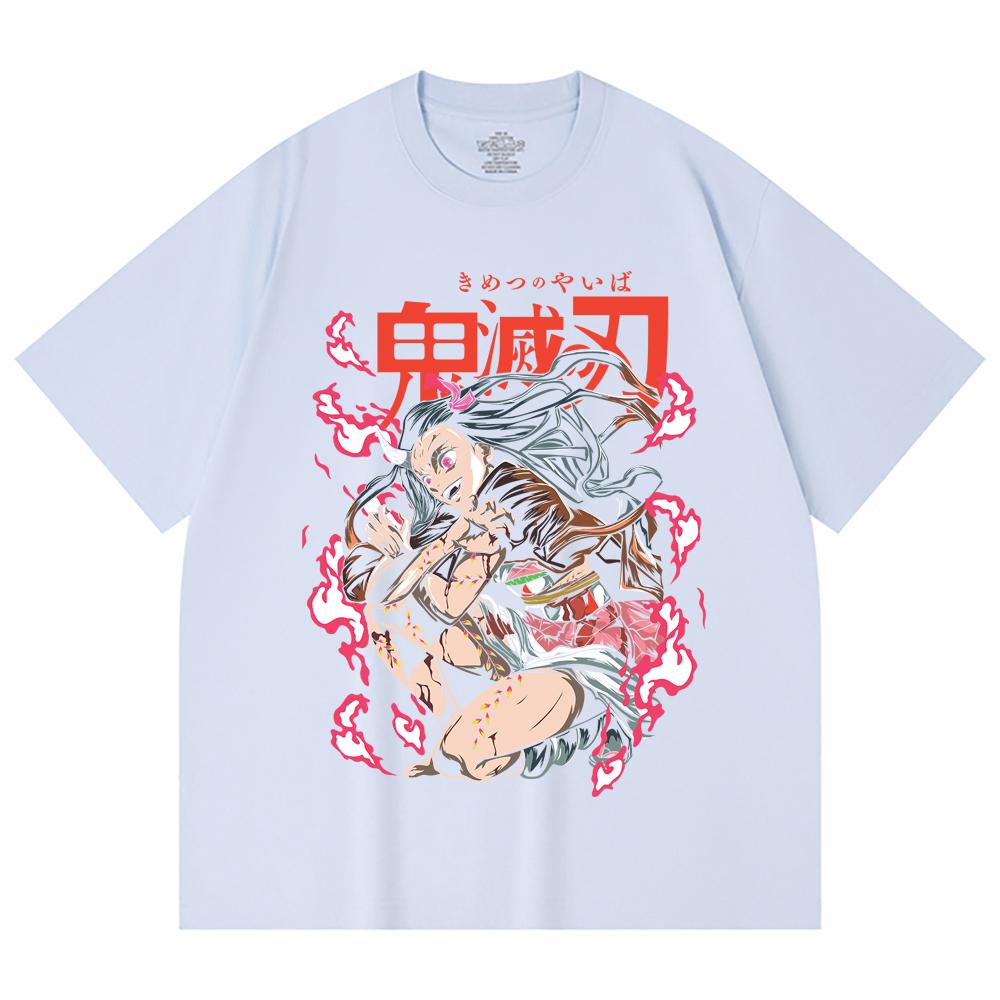 230 Gsm 100% Cotton Demon Slayer V71 Nezuko Demon Print Unisex Heavy Cotton T Shirt