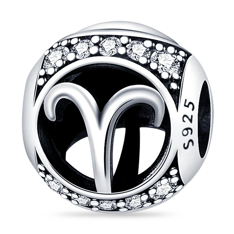 925 Silver Twelve Constellations Leo Aries Virgo Round Charms Beads Fit Qikaola Bracelets DIY Birthday Jewelry Gifts