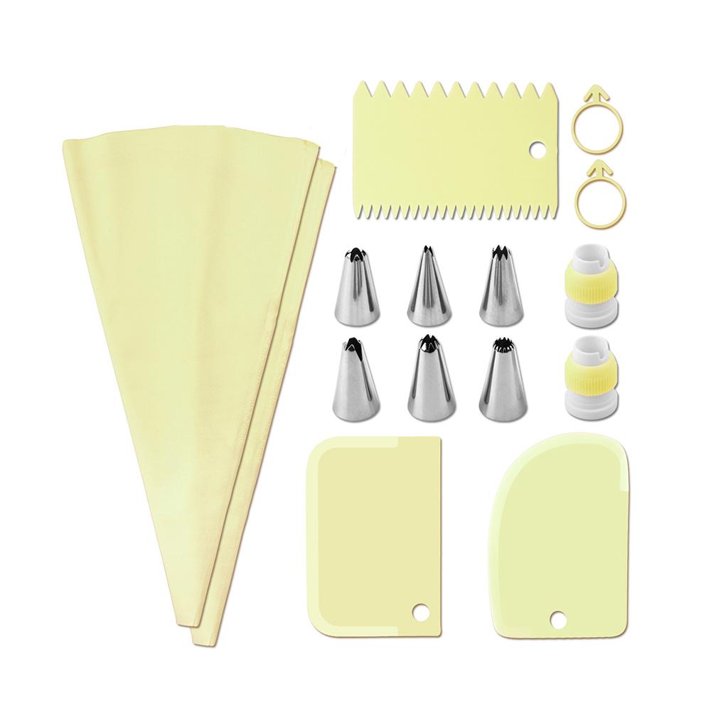 Set(15PCS) Stainless Steel Decorative Nozzle Set Plastic Scraper Flower Bag Cream Spatula Household Baking Tools