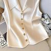 Elegant Solid Sleeveless Vest Tops Female Summer Casual Single Breasted Waistcoat for Women 2025