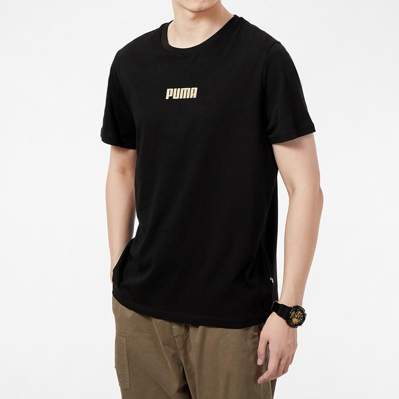 Puma Letter Print Casual Sport Short Sleeve T-Shirt Men Tops Black 847651-01