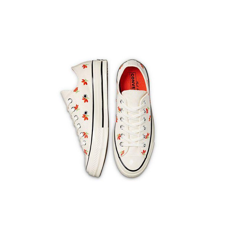 Converse Chuck 70 Low Embroidered Garden Party Men Sneakers White Egret Bright-Poppy 570916C