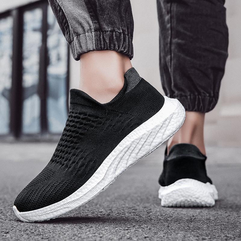 New soft sole non-slip large size fly-woven men's shoes popcorn sole couple casual shoes sports shoes