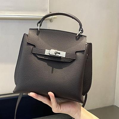 First Layer Cowhide 2025 New Kelli Bag High Version Messenger Leather Large Capacity Simple Women's Shoulder Bag Bags